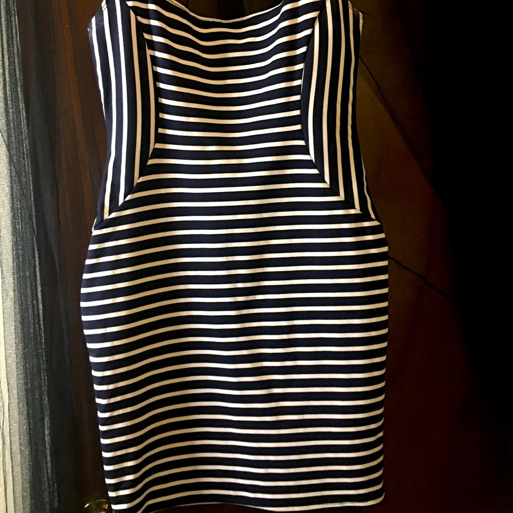 Navy blue and white dress